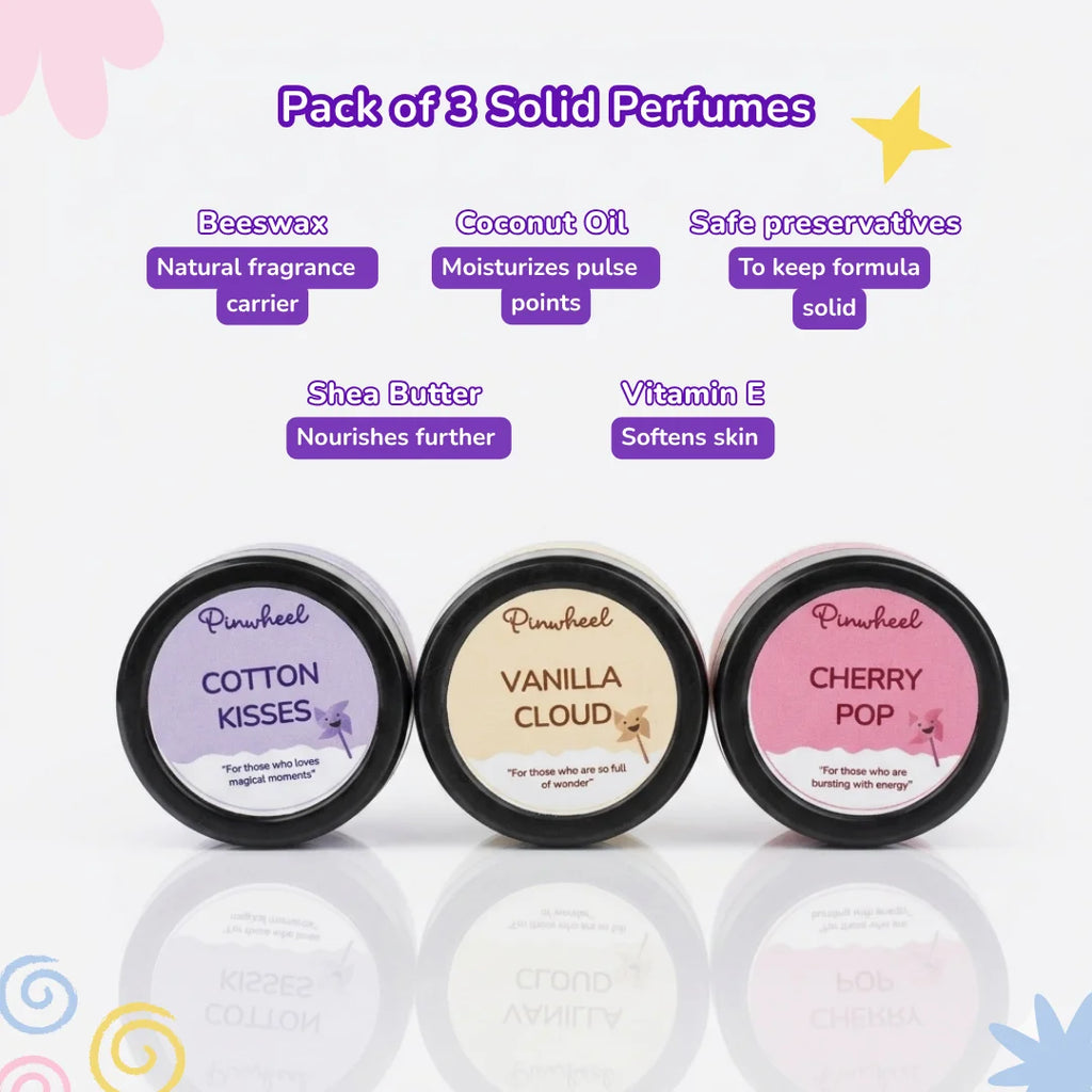 Solid Perfume Bar (Pack of 3) in 3 vibrant fragrances